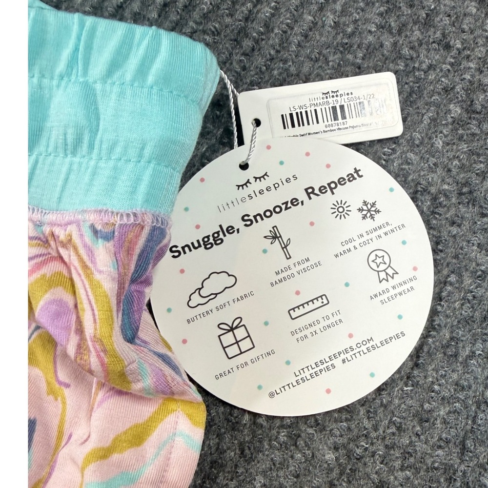 Little Sleepies Marble Swirl Bamboo Pajama Shorts Womens Large Pink Blue NWT - Picture 5 of 6